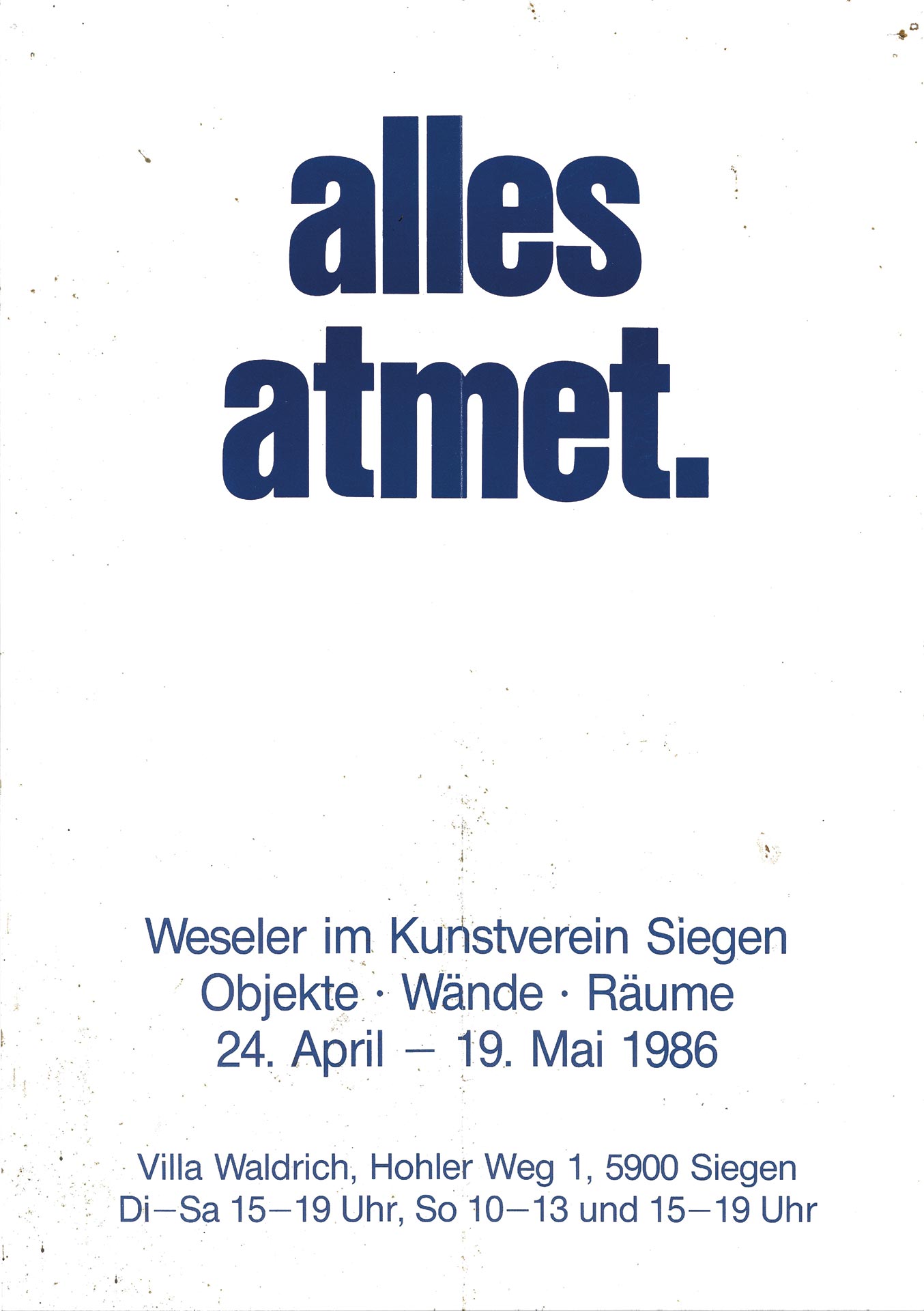 Exhibition Poster | Kunstverein Siegel | 1986 | Gunter Weseler