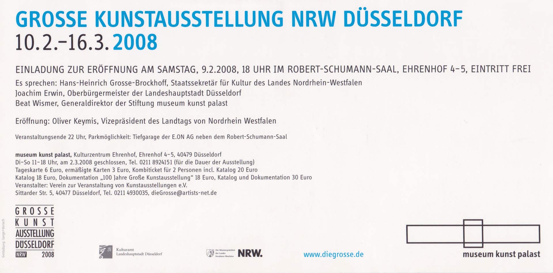Invite | Grosse Kunstaustellung NRW | Dusseldorf 2008 | Weseler